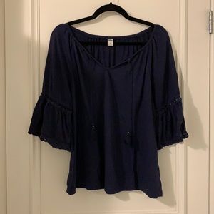 Navy blue boho blouse